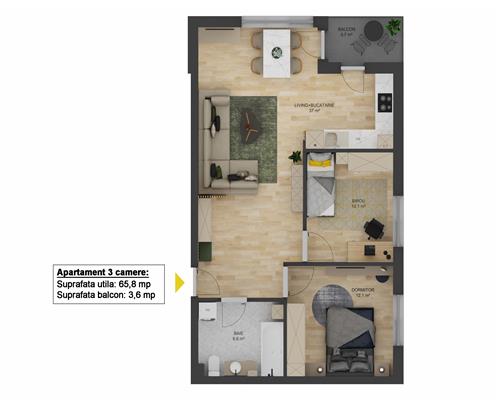 Apartament NOU de vanzare 3 camere Sibiu / Selimbar Doamna Stanca